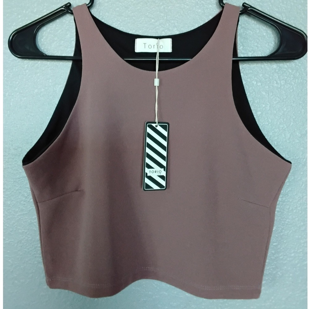 Torio Womens Mauve High Neck Sleeveless Racerback Style Crop Top New
